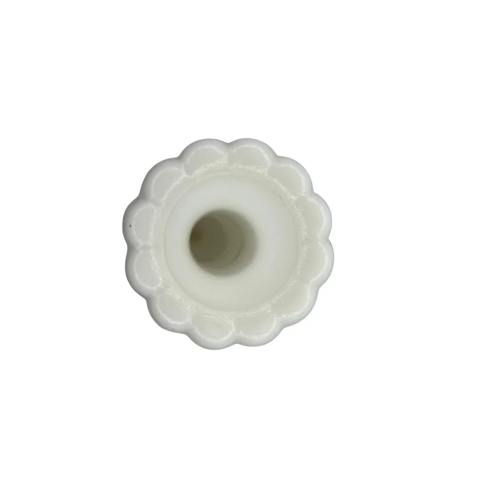 Vintage Milk Glass Bud Vase Geometric Pattern Textured Floral Rim 9 Inch